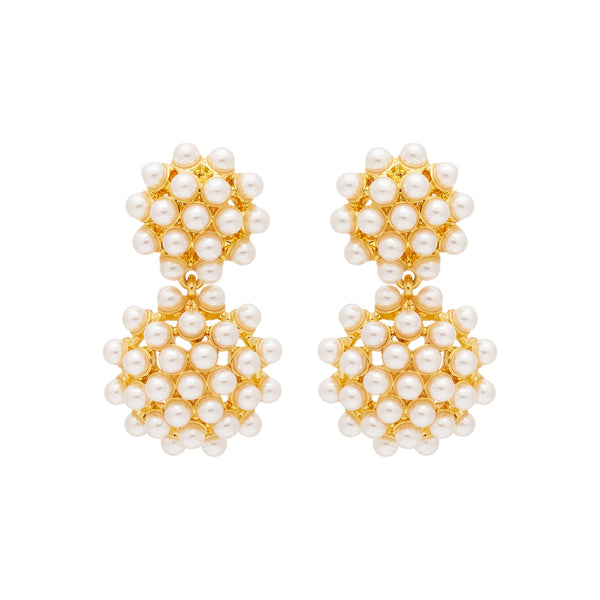 kenneth jay lane Pearl Cluster Drop Clip Earrings