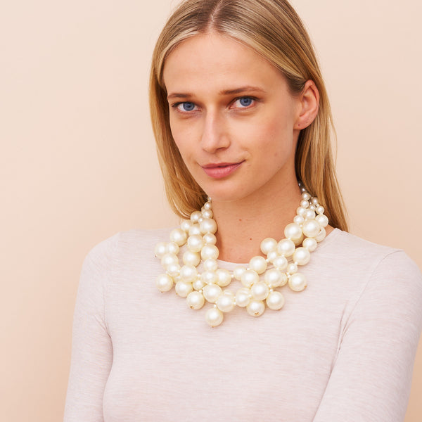 Kenneth Jay Lane Pearl Cluster Drops Necklace