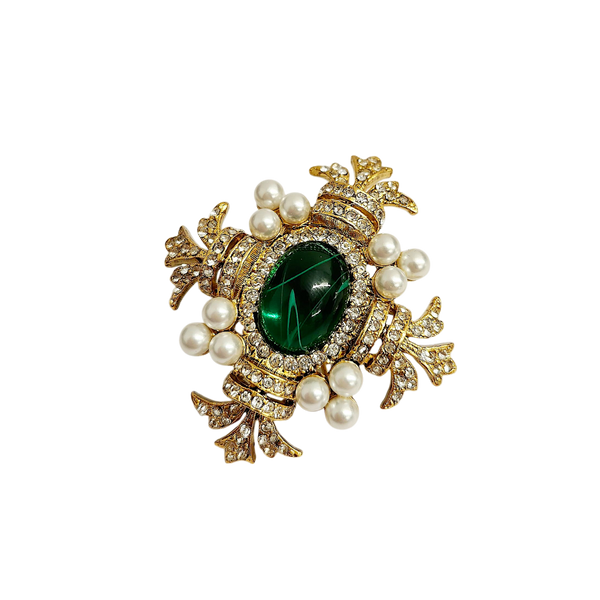 kenneth jay lane Pearl Clusters Cross Pin