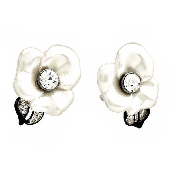 kenneth jay lane Pearl Flower Clip-On Earrings