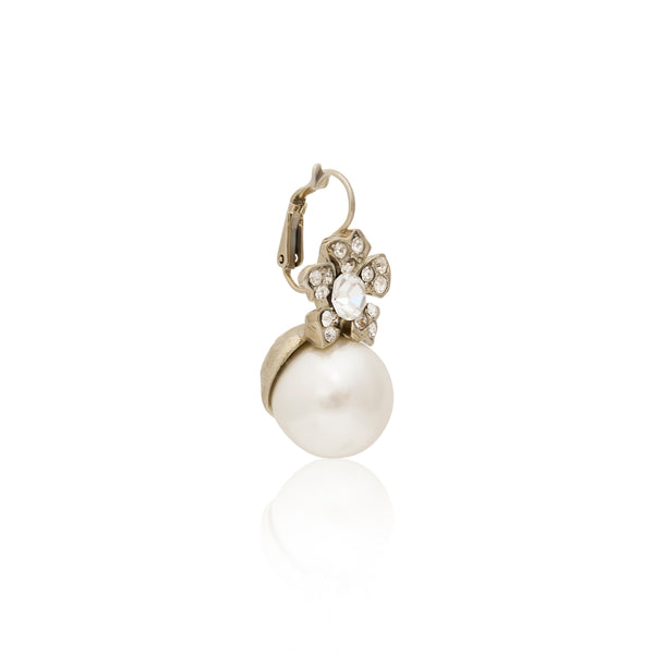 Kenneth Jay Lane Pearl Flower Eurowire Earrings
