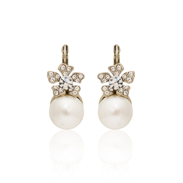 kenneth jay lane Pearl Flower Eurowire Earrings