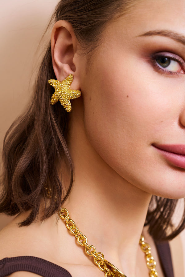 Kenneth Jay Lane Pearl Starfish Clip-On Earrings