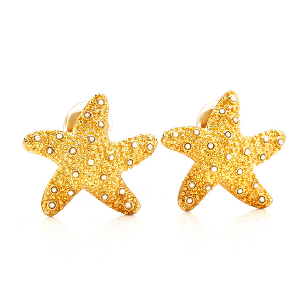 kenneth jay lane Pearl Starfish Clip-On Earrings