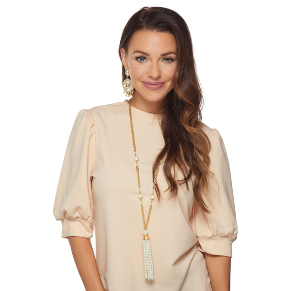 Kenneth Jay Lane Pearl Tassel Necklace