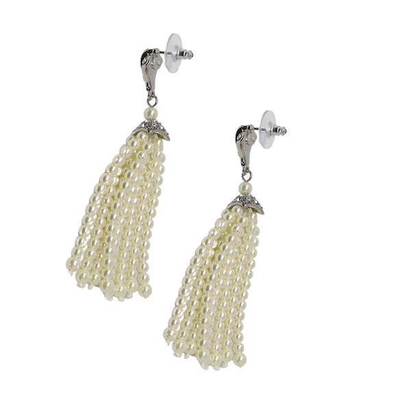 Kenneth Jay Lane Pearl Tassel Pierced Earrings