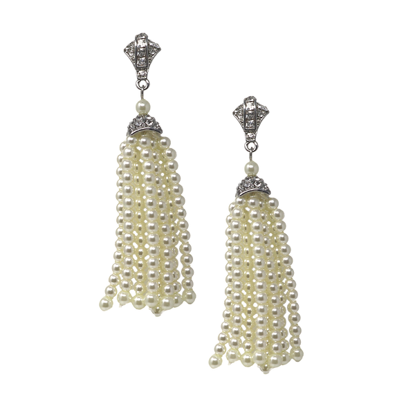 kenneth jay lane Pearl Tassel Pierced Earrings