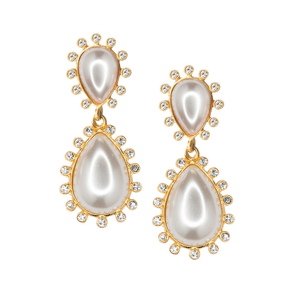 kenneth jay lane Pearl Teardrop Clip Earrings