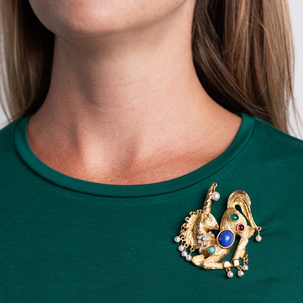 kenneth jay lane Pearl Unicorn Pin