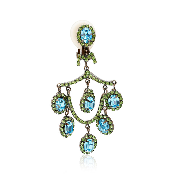 Kenneth Jay Lane Peridot & Aqua Chandelier Earrings