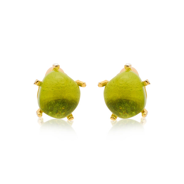 kenneth jay lane Peridot Nugget Gold Clip Earrings