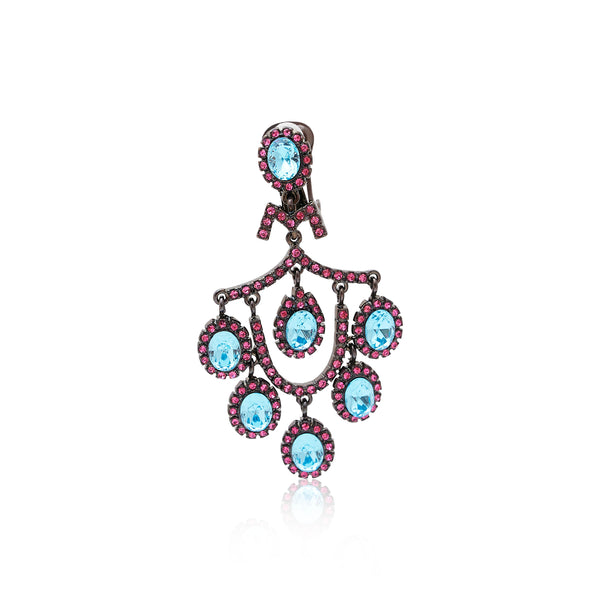 Kenneth Jay Lane Pink & Aqua Chandelier Earrings