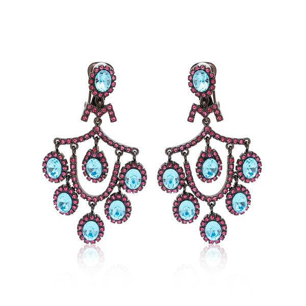 kenneth jay lane Pink & Aqua Chandelier Earrings