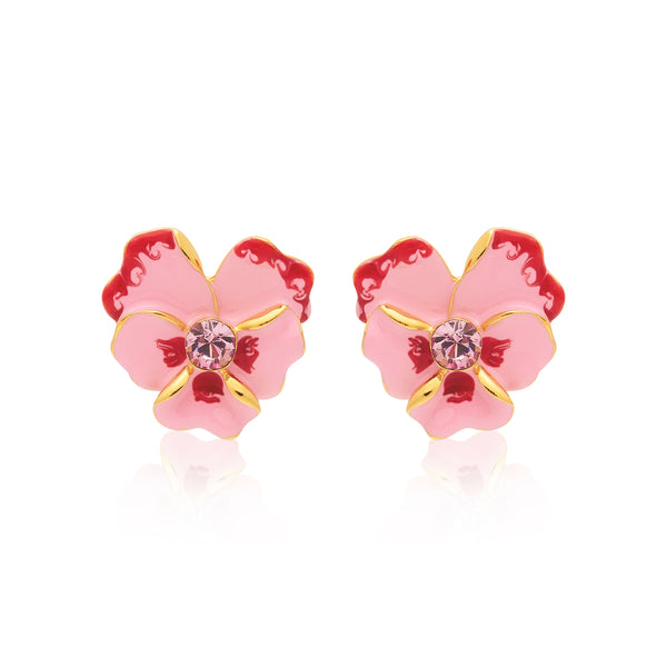 kenneth jay lane Pink Flower Clip Earrings