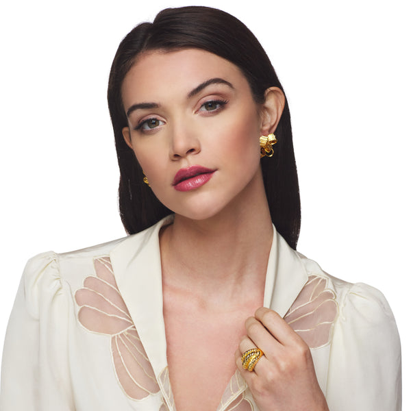 Kenneth Jay Lane Polished Gold Bow Pierced Earring