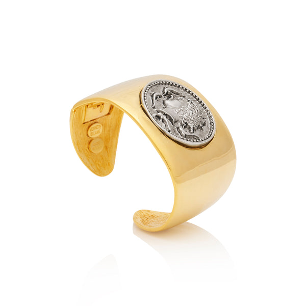 Kenneth Jay Lane Polished Gold Coin Cuff