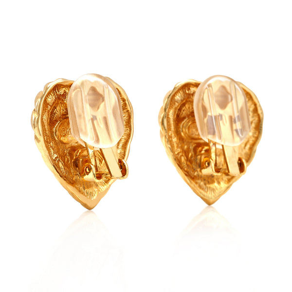 Kenneth Jay Lane Polished Gold Heart Clip Earring