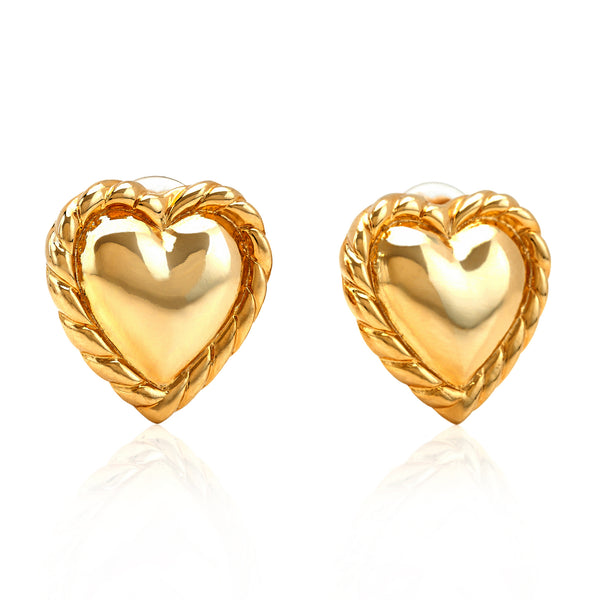 kenneth jay lane Polished Gold Heart Clip Earring