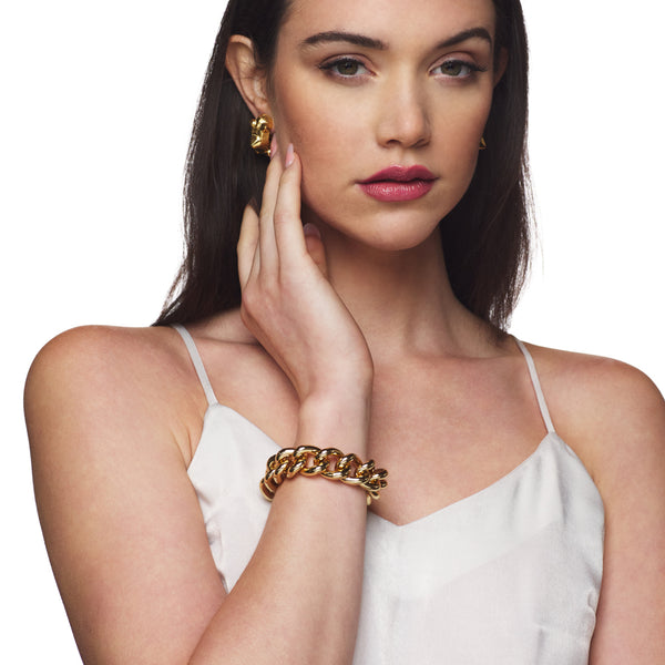 kenneth jay lane Polished Gold Large Link Bracelet