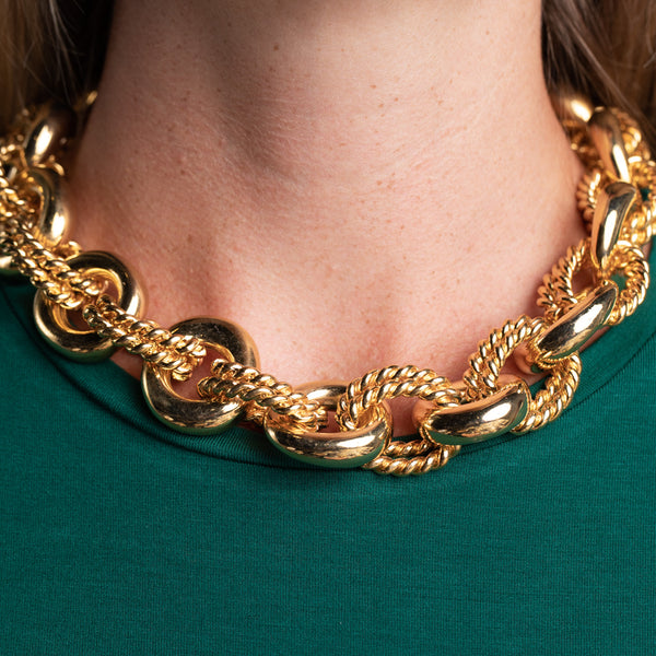 Kenneth Jay Lane Polished Gold Link Necklace