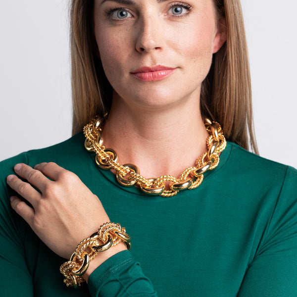 Kenneth Jay Lane Polished Gold Link Necklace