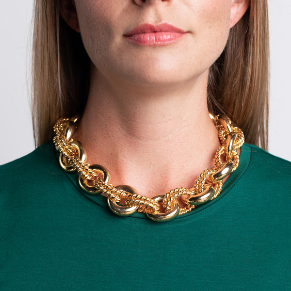 kenneth jay lane Polished Gold Link Necklace