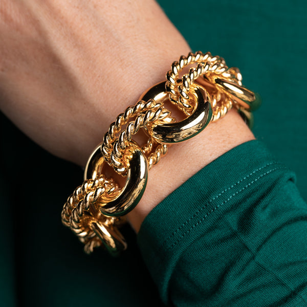 Kenneth Jay Lane Polished Gold Rope Link Bracelet
