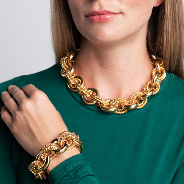 Kenneth Jay Lane Polished Gold Rope Link Bracelet