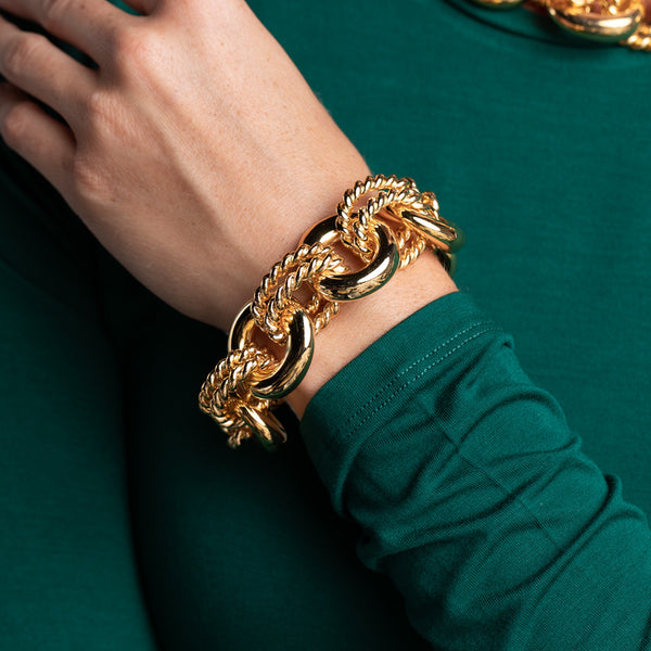 kenneth jay lane Polished Gold Rope Link Bracelet