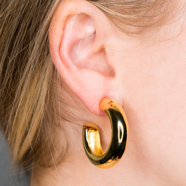 Kenneth Jay Lane Polished Gold Tube Hoop Earrings