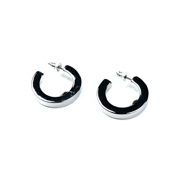 Kenneth Jay Lane Polished Silver Hoop Earrings