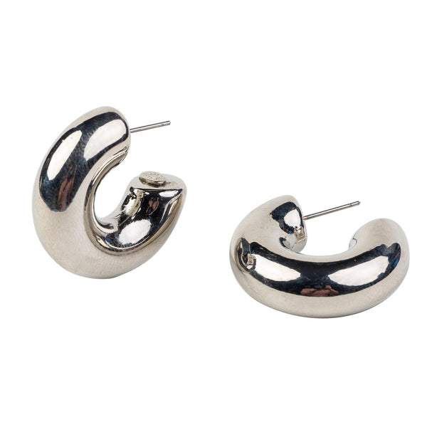 Kenneth Jay Lane Polished Silver Tube Hoop Earring