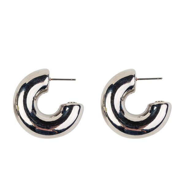 kenneth jay lane Polished Silver Tube Hoop Earring