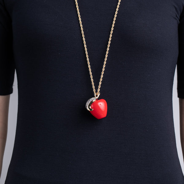 Kenneth Jay Lane Red Apple Pendant