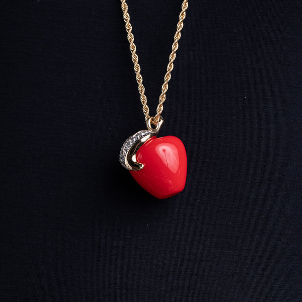 Kenneth Jay Lane Red Apple Pendant