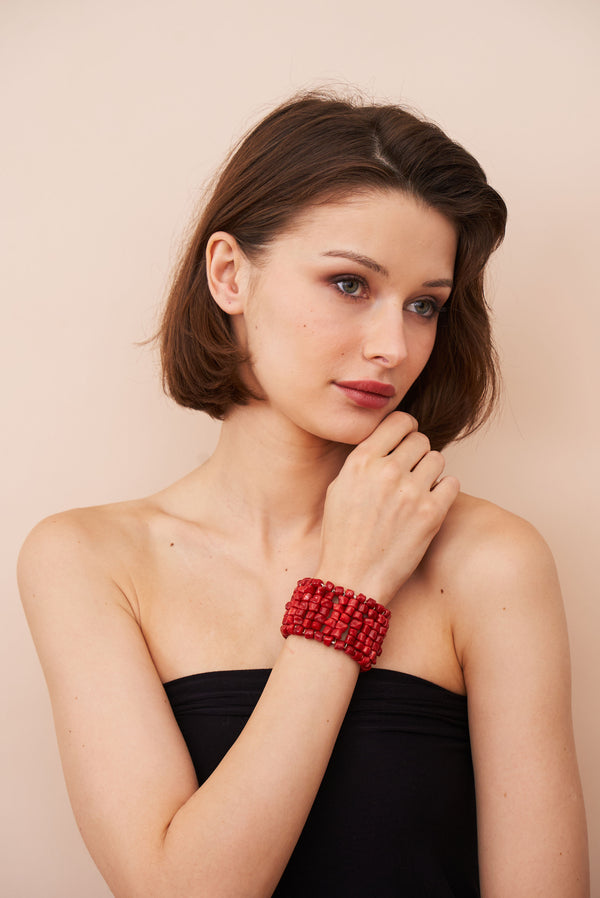 Kenneth Jay Lane Red Chips Stretch Bracelet