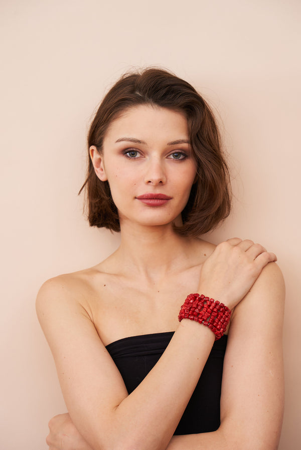 Kenneth Jay Lane Red Chips Stretch Bracelet