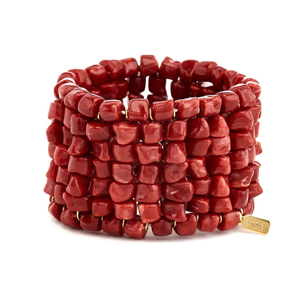 kenneth jay lane Red Chips Stretch Bracelet