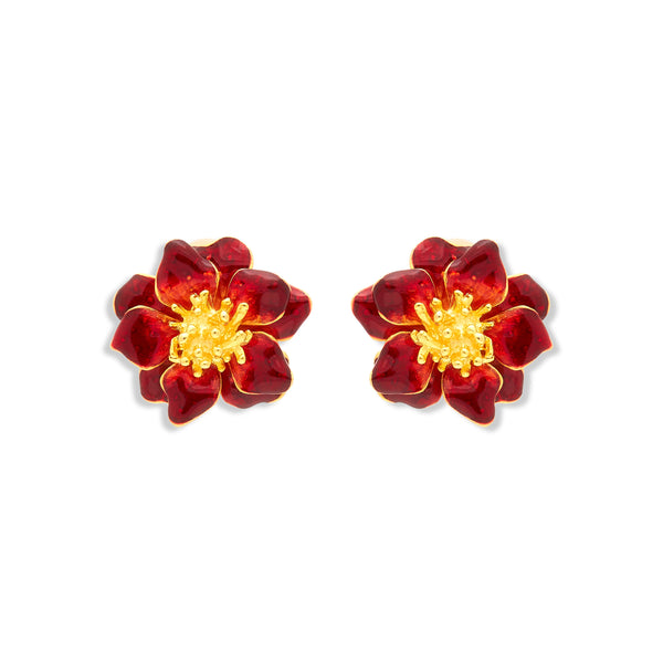 kenneth jay lane Red Enamel Flower Clip Earring