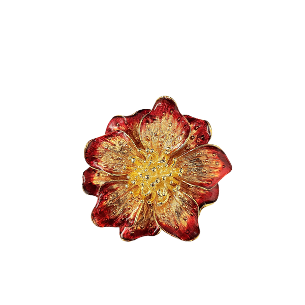 kenneth jay lane Red Enamel Flower Pin