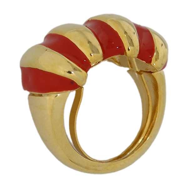 Kenneth Jay Lane Red Enamel Shrimp Adjustable Ring
