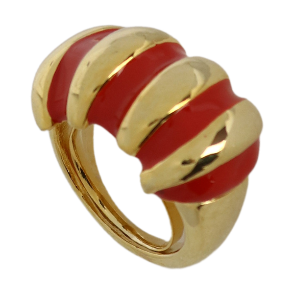 kenneth jay lane Red Enamel Shrimp Adjustable Ring