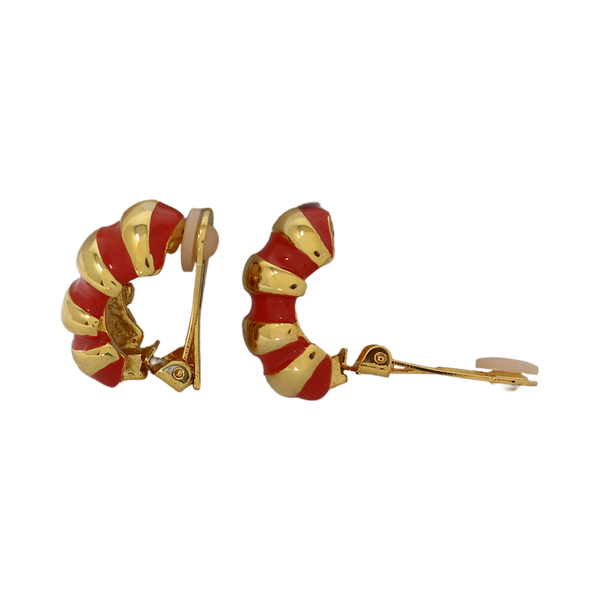 Kenneth Jay Lane Red Enamel Shrimp Clip Earring