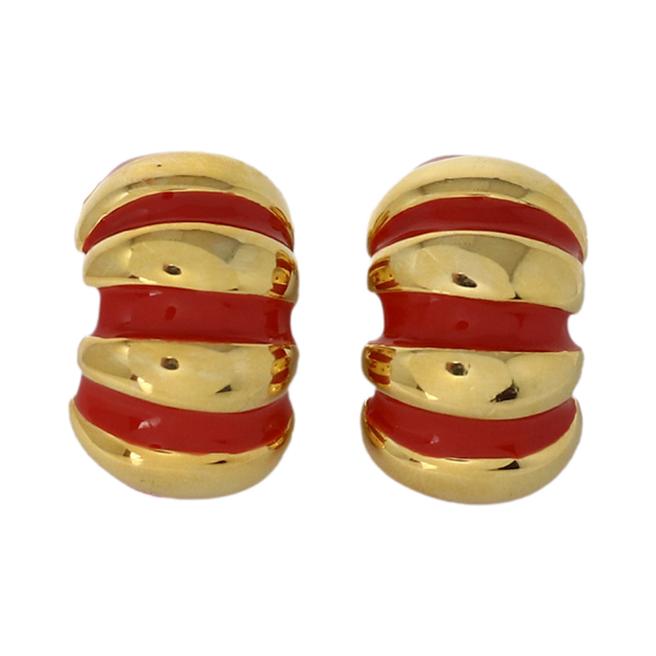 kenneth jay lane Red Enamel Shrimp Clip Earring