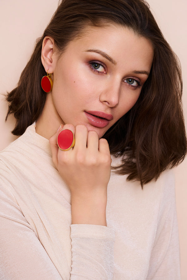 Kenneth Jay Lane Red Kidney Ring