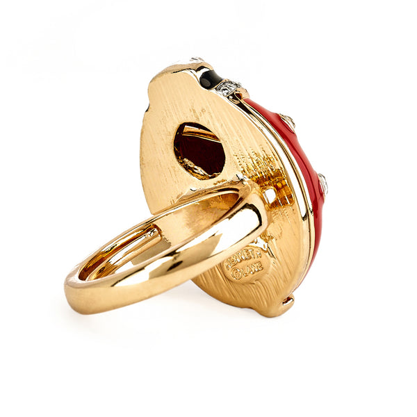 Kenneth Jay Lane Red Ladybug Adjustable Ring