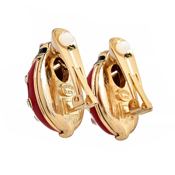 Kenneth Jay Lane Red Ladybug Clip-On Earrings