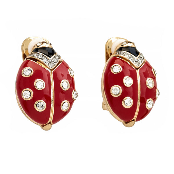kenneth jay lane Red Ladybug Clip-On Earrings