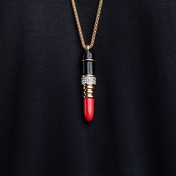 Kenneth Jay Lane Red Lipstick Pendant