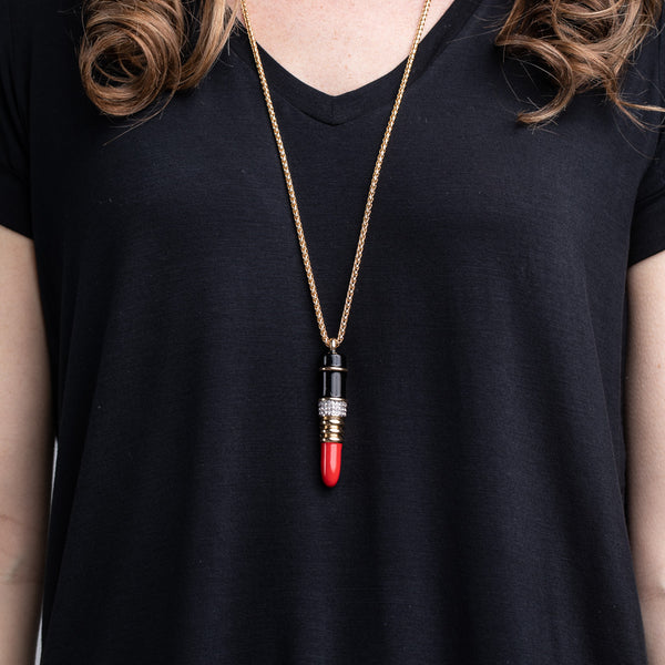 kenneth jay lane Red Lipstick Pendant